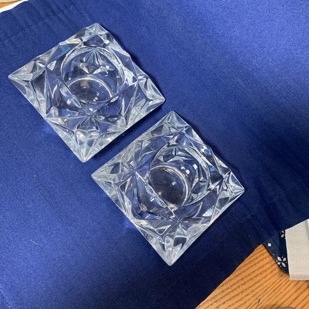 PartyLite Quad Prism crystal votive Candle Holders (2)